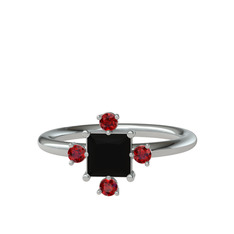 Earla Yüzük - Siyah zirkon ve garnet 925 ayar gümüş yüzük #qwsykz