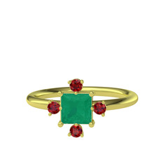 Earla Yüzük - Kök zümrüt ve garnet 8 ayar altın yüzük #syhk3y