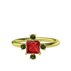Garnet ve peridot 18 ayar altın yüzük