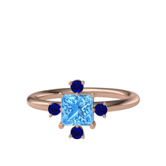 Earla Yüzük - Akuamarin ve lab safir 18 ayar rose altın yüzük #tbei5x
