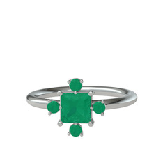 Earla Yüzük - Kök zümrüt 18 ayar beyaz altın yüzük #uig7gh