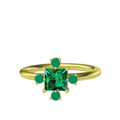 Earla Yüzük - Yeşil kuvars ve kök zümrüt 925 ayar altın kaplama gümüş yüzük #wt1z8n