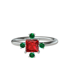 Earla Yüzük - Garnet ve yeşil kuvars 925 ayar gümüş yüzük #x3iou7