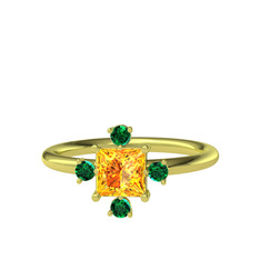 Earla Yüzük - Sitrin ve yeşil kuvars 925 ayar altın kaplama gümüş yüzük #yc55d1