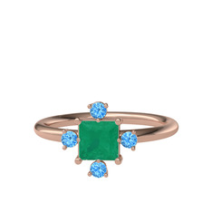 Earla Yüzük - Kök zümrüt ve akuamarin 14 ayar rose altın yüzük #yfe8sa