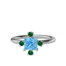 Earla Yüzük - Akuamarin ve yeşil kuvars 18 ayar beyaz altın yüzük #zhvgqq