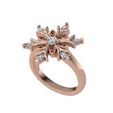 Nix Kar Tanesi Yüzük - Swarovski ve garnet 14 ayar rose altın yüzük #10tz3fu