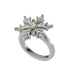 Nix Kar Tanesi Yüzük - Swarovski ve sitrin 14 ayar beyaz altın yüzük #13znx83