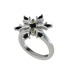 Siyah zirkon ve peridot 925 ayar gümüş yüzük