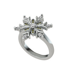 Nix Kar Tanesi Yüzük - Swarovski ve peridot 925 ayar gümüş yüzük #17zfe6o