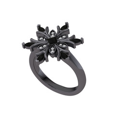 Nix Kar Tanesi Yüzük - Siyah zirkon ve swarovski 925 ayar siyah rodyum kaplama gümüş yüzük #1vkxda8