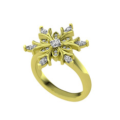 Nix Kar Tanesi Yüzük - Swarovski ve pırlanta 14 ayar altın yüzük (0.1056 karat) #n9znnu