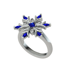 Nix Kar Tanesi Yüzük - Lab safir ve swarovski 18 ayar beyaz altın yüzük #o3fgoo