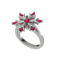 Nix Kar Tanesi Yüzük - Rodolit garnet ve garnet 925 ayar gümüş yüzük #qbrrgy