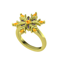 Nix Kar Tanesi Yüzük - Sitrin ve ametist 18 ayar altın yüzük #rg6xox