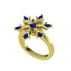 Lab safir ve garnet 14 ayar altın yüzük