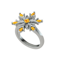 Nix Kar Tanesi Yüzük - Sitrin ve swarovski 925 ayar gümüş yüzük #sxk84d