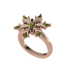 Nix Kar Tanesi Yüzük - Peridot ve siyah zirkon 925 ayar rose altın kaplama gümüş yüzük #uo1hqi