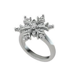 Beyaz zirkon ve swarovski 8 ayar beyaz altın yüzük