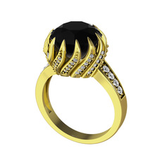 Aio Vintage Yüzük - Siyah zirkon ve beyaz zirkon 925 ayar altın kaplama gümüş yüzük #10cmmsl