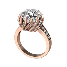 Aio Vintage Yüzük - Beyaz zirkon ve swarovski 14 ayar rose altın yüzük #13a7x74