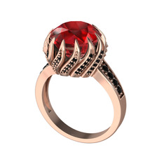 Aio Vintage Yüzük - Garnet ve siyah zirkon 925 ayar rose altın kaplama gümüş yüzük #13v68o3