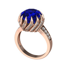 Lab safir ve swarovski 18 ayar rose altın yüzük