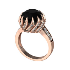 Aio Vintage Yüzük - Siyah zirkon ve beyaz zirkon 8 ayar rose altın yüzük #1ye5s9k