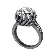 Aio Vintage Yüzük - Swarovski ve beyaz zirkon 925 ayar siyah rodyum kaplama gümüş yüzük #3w9rsd