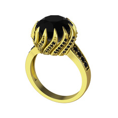 Aio Vintage Yüzük - Siyah zirkon 14 ayar altın yüzük #e6jtws