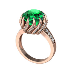 Aio Vintage Yüzük - Yeşil kuvars ve swarovski 8 ayar rose altın yüzük #jz1ce9
