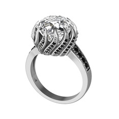 Swarovski ve siyah zirkon 18 ayar beyaz altın yüzük