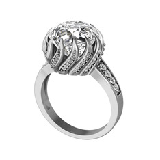 Beyaz zirkon ve swarovski 18 ayar beyaz altın yüzük