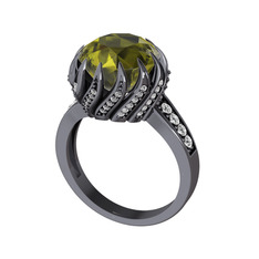 Aio Vintage Yüzük - Peridot ve swarovski 925 ayar siyah rodyum kaplama gümüş yüzük #thyd4r