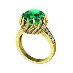 Aio Vintage Yüzük - Yeşil kuvars ve beyaz zirkon 14 ayar altın yüzük #utgl4w
