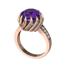Aio Vintage Yüzük - Ametist ve swarovski 14 ayar rose altın yüzük #zi1ld9