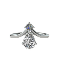 Pırlanta ve swarovski 14 ayar beyaz altın yüzük (0.11 karat)