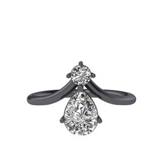 Pluvia Yüzük - Swarovski 925 ayar siyah rodyum kaplama gümüş yüzük #112lual