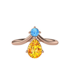 Pluvia Yüzük - Akuamarin ve sitrin 18 ayar rose altın yüzük #11zf24i