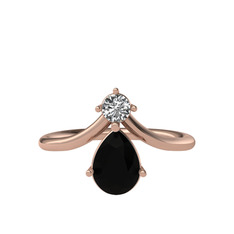 Swarovski ve siyah zirkon 14 ayar rose altın yüzük