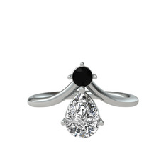 Pluvia Yüzük - Siyah zirkon ve swarovski 925 ayar gümüş yüzük #12gfz53