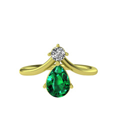 Pluvia Yüzük - Beyaz zirkon ve yeşil kuvars 925 ayar altın kaplama gümüş yüzük #12xzq2b