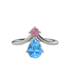 Pluvia Yüzük - Pembe kuvars ve akuamarin 925 ayar gümüş yüzük #143jfab