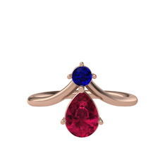 Lab safir ve rodolit garnet 8 ayar rose altın yüzük