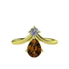 Pluvia Yüzük - Pırlanta ve dumanlı kuvars 18 ayar altın yüzük (0.11 karat) #14c0m5t