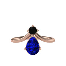 Pluvia Yüzük - Siyah zirkon ve lab safir 14 ayar rose altın yüzük #14drw3q