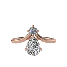 Pluvia Yüzük - Pırlanta ve swarovski 8 ayar rose altın yüzük (0.11 karat) #158gqjm