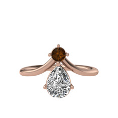 Pluvia Yüzük - Dumanlı kuvars ve swarovski 8 ayar rose altın yüzük #167xhqc