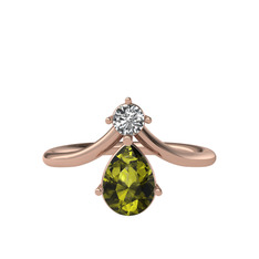 Pluvia Yüzük - Beyaz zirkon ve peridot 925 ayar rose altın kaplama gümüş yüzük #168x1tf