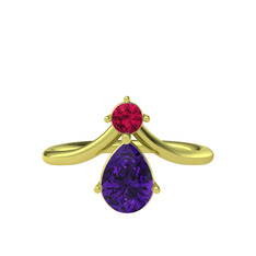 Pluvia Yüzük - Rodolit garnet ve ametist 925 ayar altın kaplama gümüş yüzük #16axij9